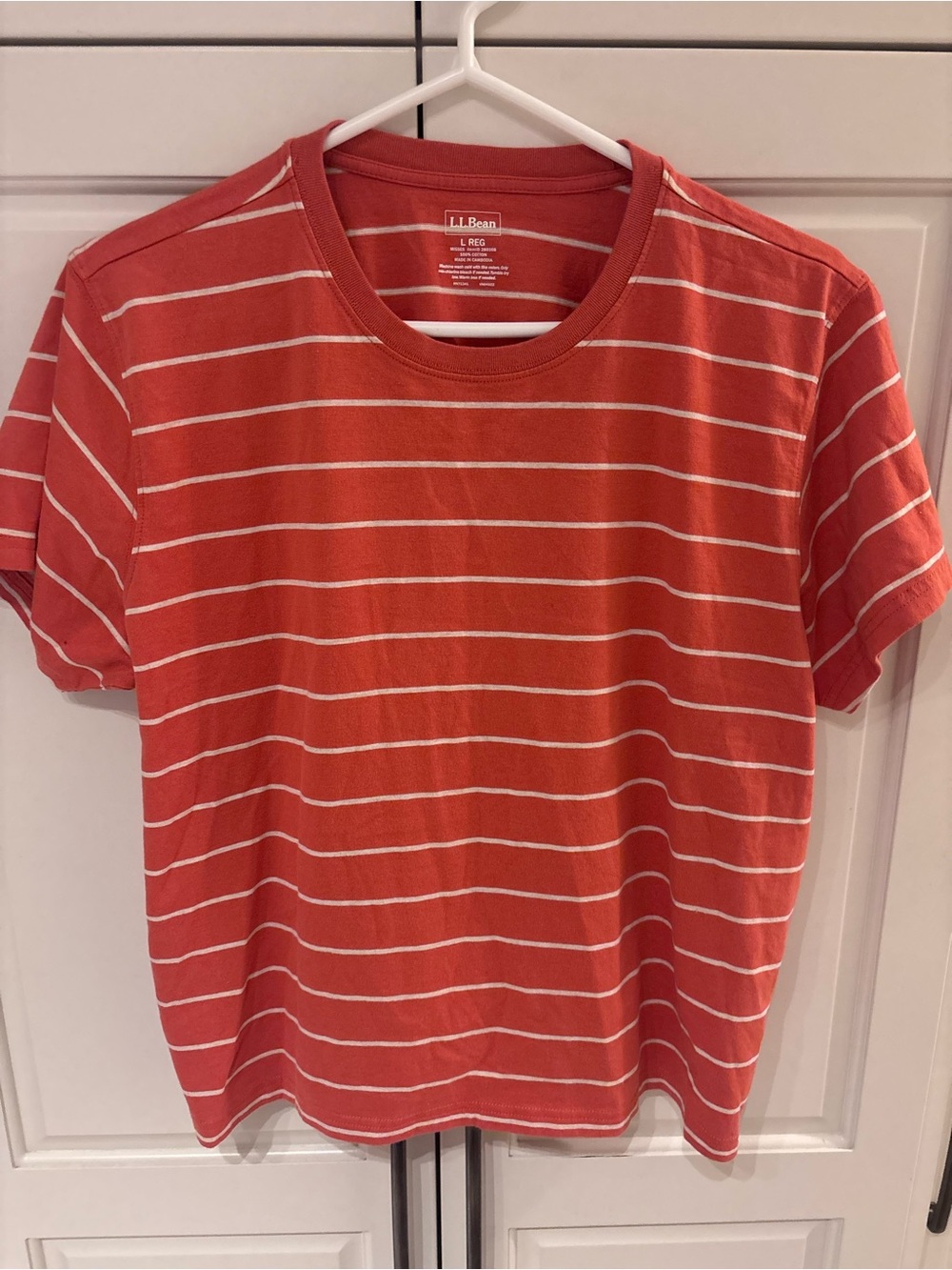 L.L. Bean womens Red Stripe Short-Sleeve Tee large